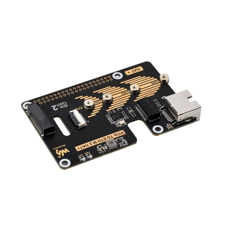 Raspberry Pi 5 PCIe To.2 NVME SSD And Gigabit Ethernet RJ45 HAT RTL8111H M_KEY 2230/2242/2260/2280