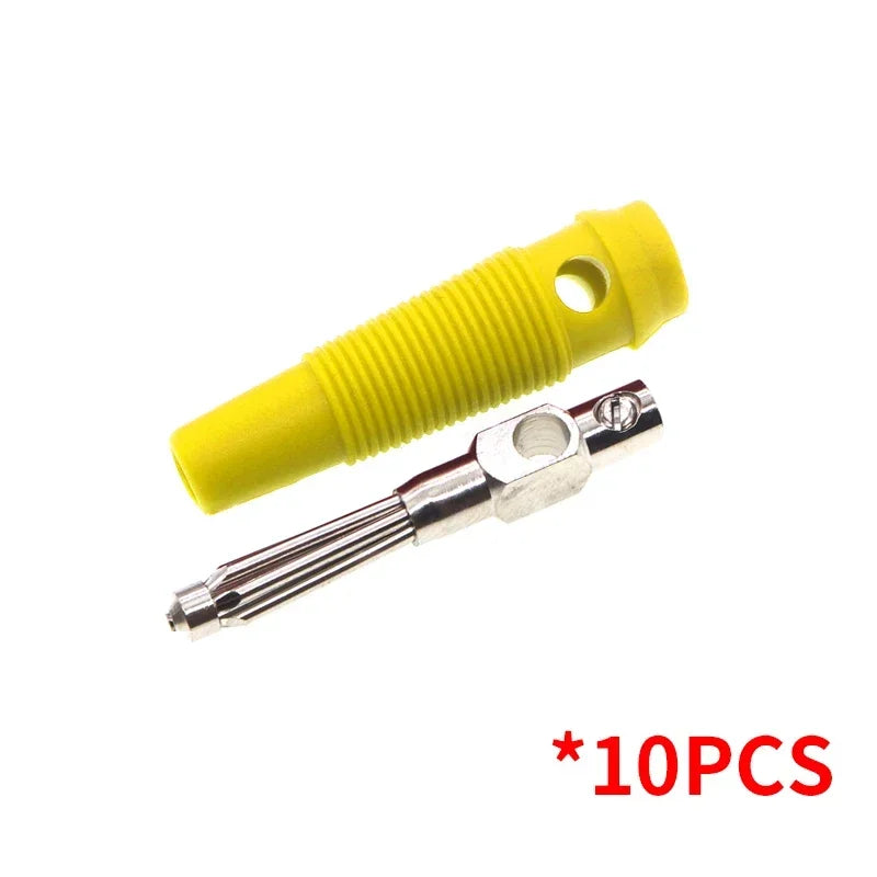 10PCS 4mm 32A Solderless Side Stackable Banana Plug High Current Insulated Shrouded Connector