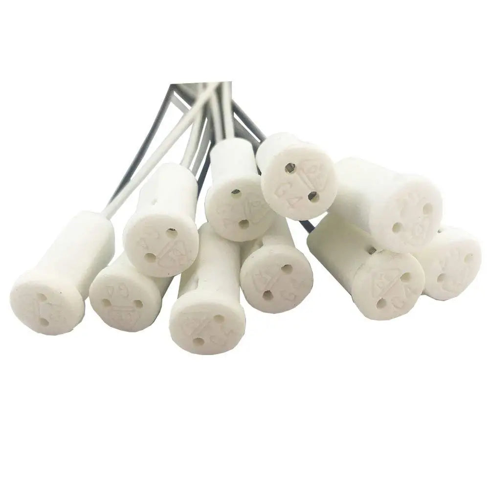 20pcs G4 DC Halogen LED Ceramic Light Socket G4 LED Lamp Base Holder with 10cm 20cm 50cm 150cm High Temperature Resistant Wire