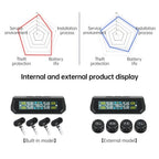 Tire Pressure Monitoring System Auto Security Alarm Systems Solar/USB Powered Tyre Temperature Monitor Car TPMS 4 Sensors
