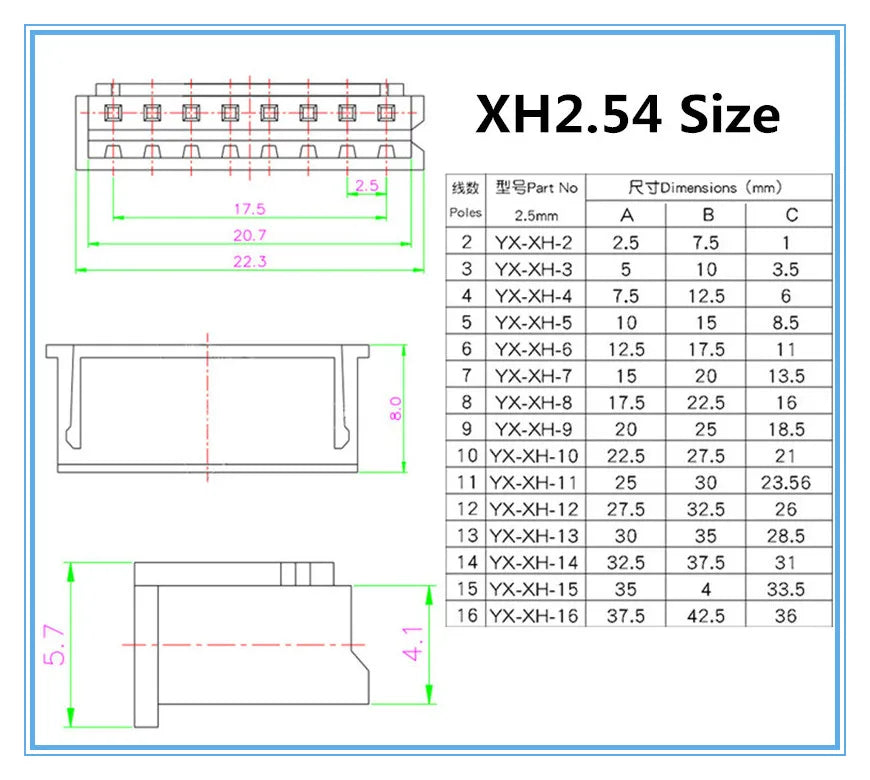 SH1.0/JST1.25/ZH1.5/PH2.0/XH2.54 to Dupont 2.54 Connecter Female Dupont Line 20cm Electronic Extension Wire Conversion Cable