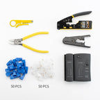 Pass Through RJ45 Cat6 Crimping Tool, 8P8C Crimper for CAT6A/CAT6/CAT5E (STP/UTP)， 3-in-1 Crimp/Cut/Strip
