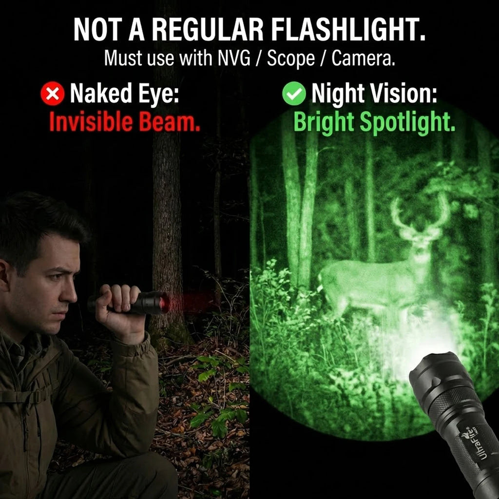 UltraFire 502IR IR 850/940nm Infrared Flashlight Night Vision Illuminator LED Torch 18650 Invisible Light for Hunting Coyote