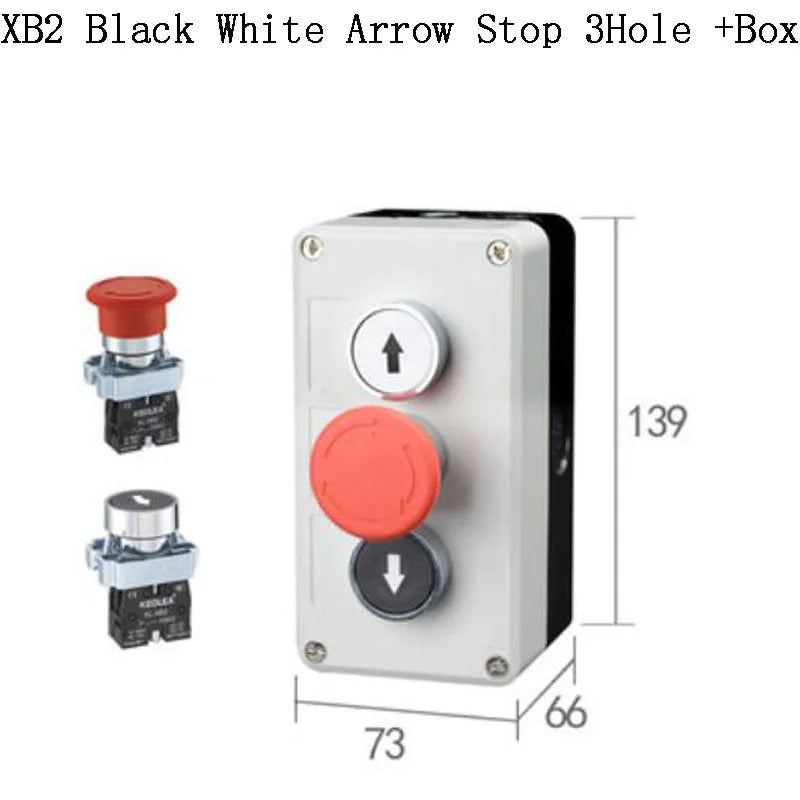NEW XB2 Metal button switch control box start stop industrial identification symbol self reset circular emergency stop SWITCH