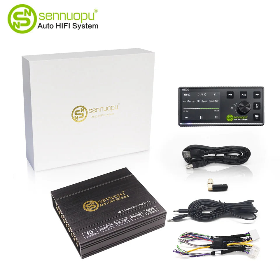 Sennuopu 12 Channels Digital Sound Processors DSP 8 Channels 50 Watts RMS Power Audio Amplifier with Bluetooth Player H612