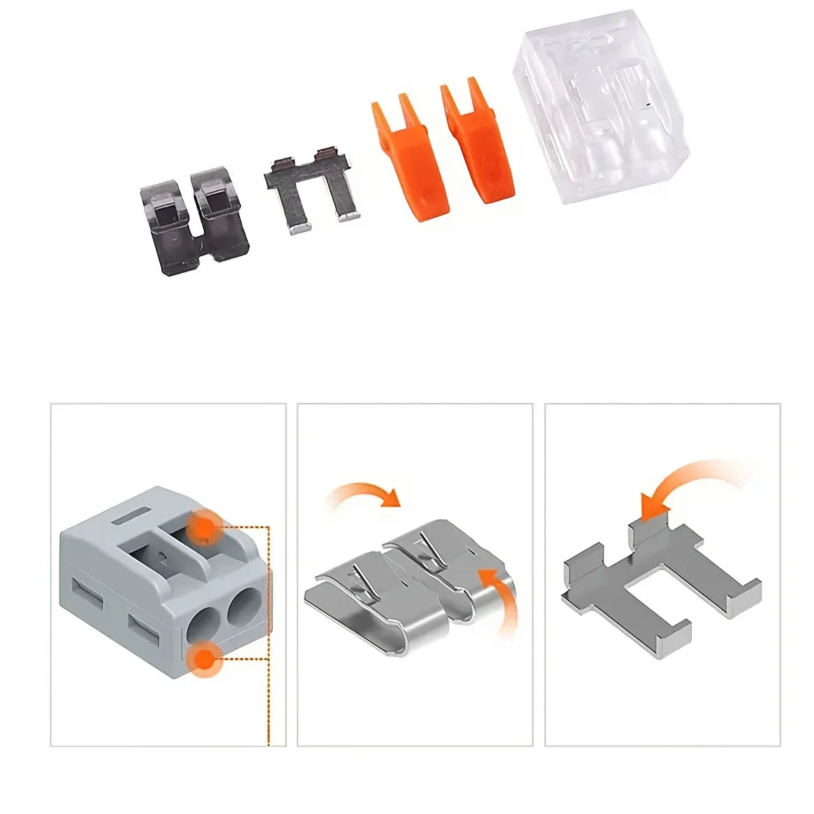 Quick PlugIn Multi Port Universal Orange Wire Connector Terminals Two Hundred Fifty Volt Thirty Two Amp Electrical Connectors