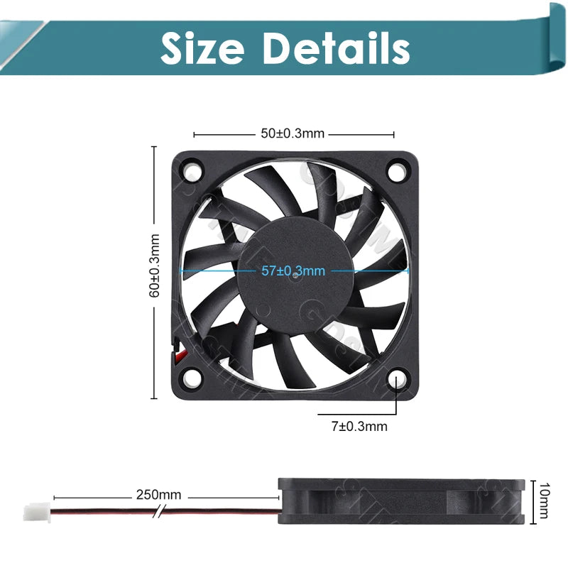 Gdstime 60MM Fan 24V 12V 5V Cooler 60x60x10MM Axial Cooling Fan 6010 Dual Ball Brushless Dupont USB Fan for PC Case CPU Cooling