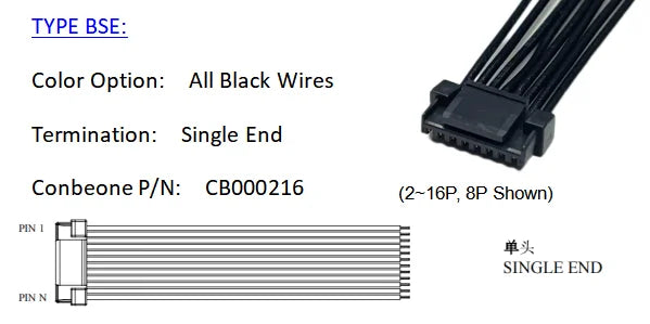 5055650801 Wire harness,Molex Micro Lock 1.25mm Pitch Cable, 505565-0801，8P, Off The Shelf, Quick Delivery