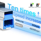 1-2PCS USB A to USB B Adapter High-Speed 5Gbps Type A 3.0 Female to Type B Male Power & Data Connector for Printer Scanner