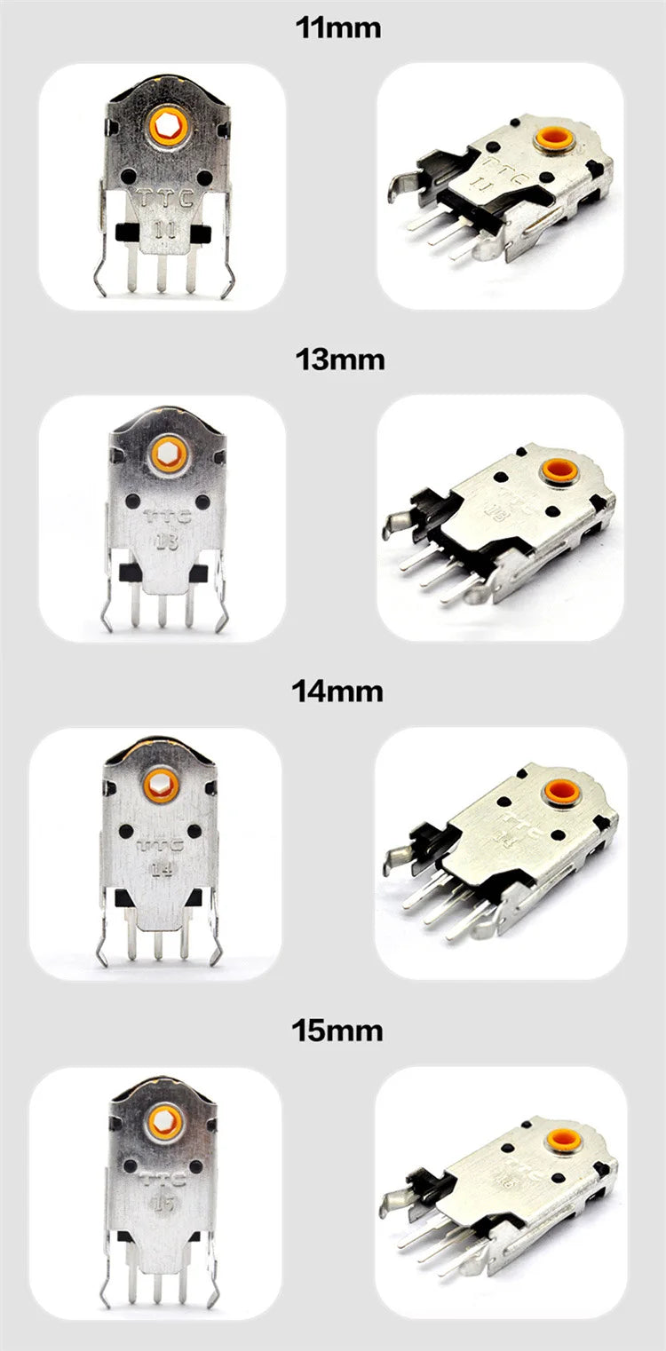 TTC 7/8/9/10/11/12/13/14/15/16mm Rotary Mouse Scroll Gold Wheel Encoder With 1.74mm Hole Mark,20-40g Force For PC Mouse