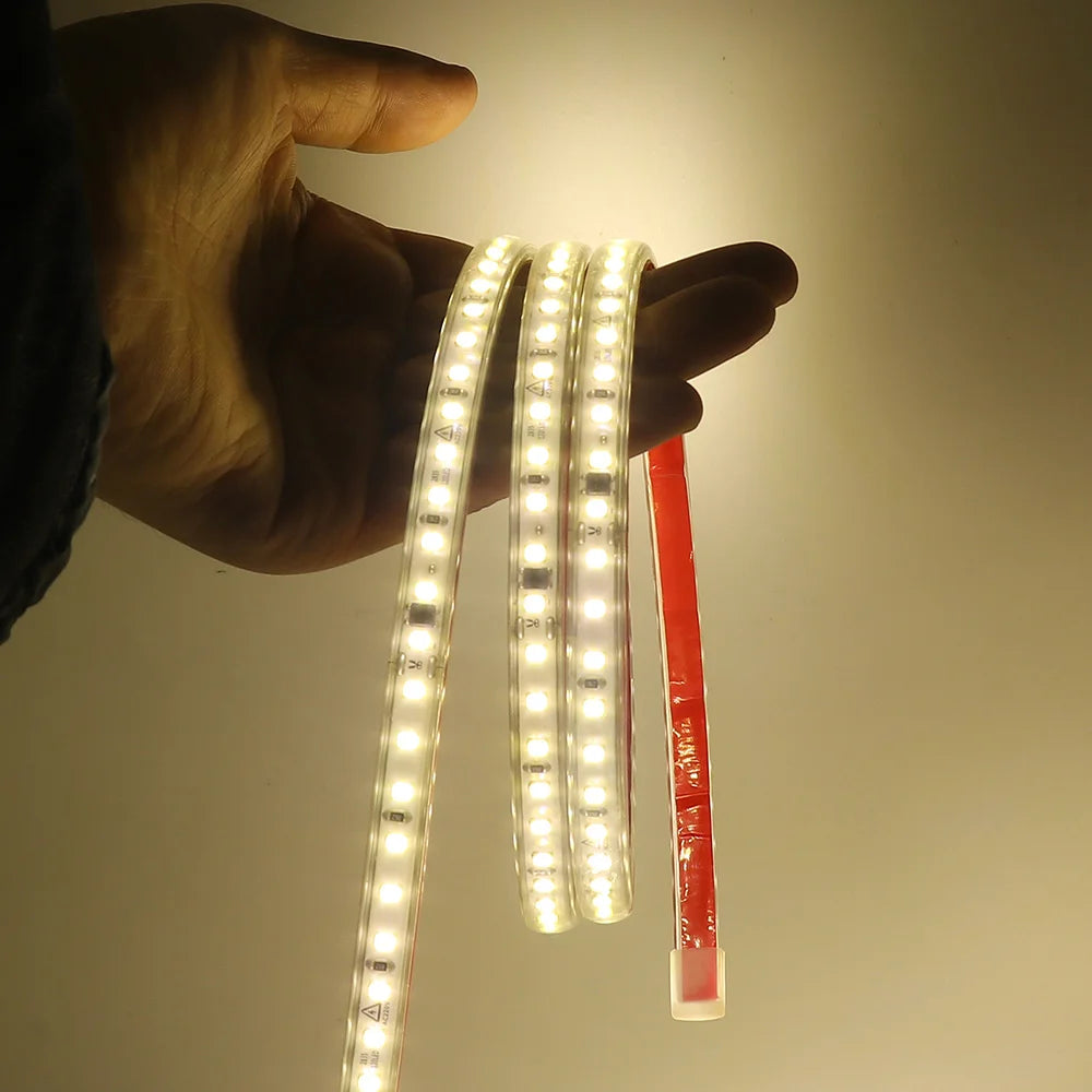 AC 220V 2835 LED Strip Light Waterproof IP67 120 LEDs Flexible Tape Lamp with IC Home Lighting White 0.5m 1m 2m 5m 10m 20m 50m