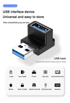 90 Degree USB 3.0 Male to Female Right Angle Extension Adapter USB Upward Elbow Adapter 10Gbps For Laptop PC Connector Converte