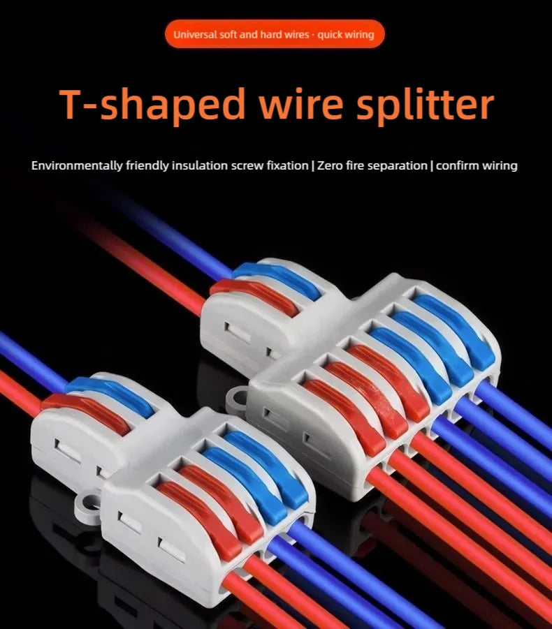 25PCS Electrical Cable Connectors Push-in Quick Terminal Blocks LED Cable Wiring Tool Wire Connectors Rail Installation Model