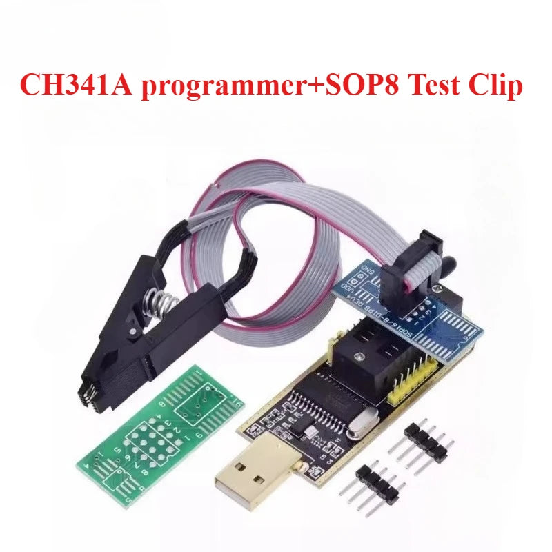 1PCS  CH341A CH341B 24 25 Series EEPROM Flash BIOS USB Programmer Module SOIC8 SOP8 Test Clip For EEPROM 93CXX / 25CXX / 24CXX