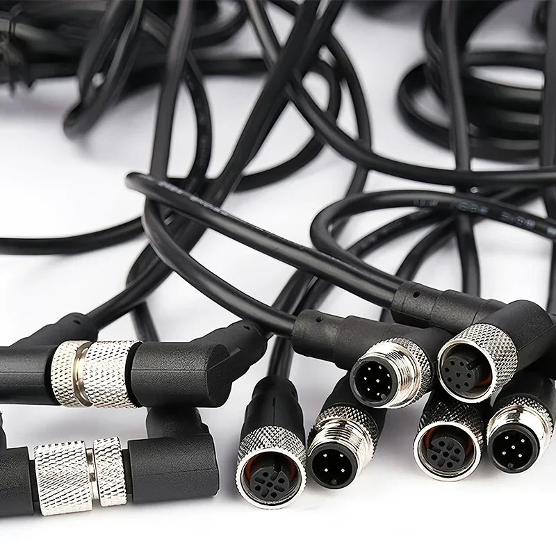 2Meters M12 sensor connector waterproof cable plug Male&Female 4 5 8 12Pin PVC Integrated injection molding M12 connectors