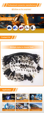 M12 Female 6Pin Connector C Code To Male Cable Crodset 0.5M AWG24