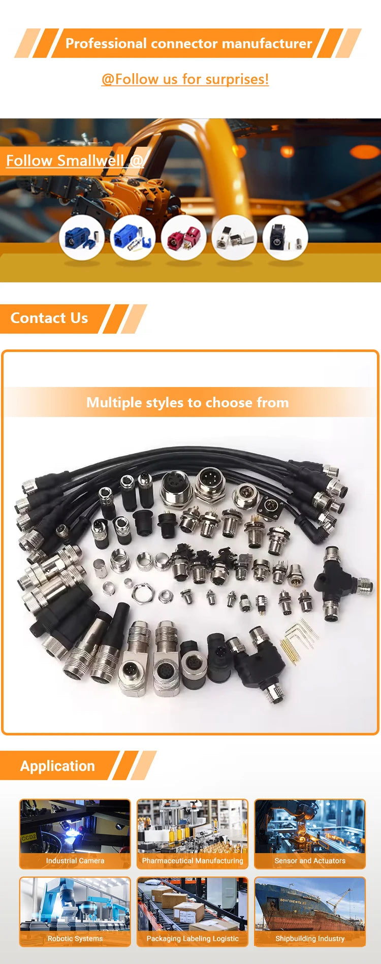 M12 Female 6Pin Connector C Code To Male Cable Crodset 0.5M AWG24