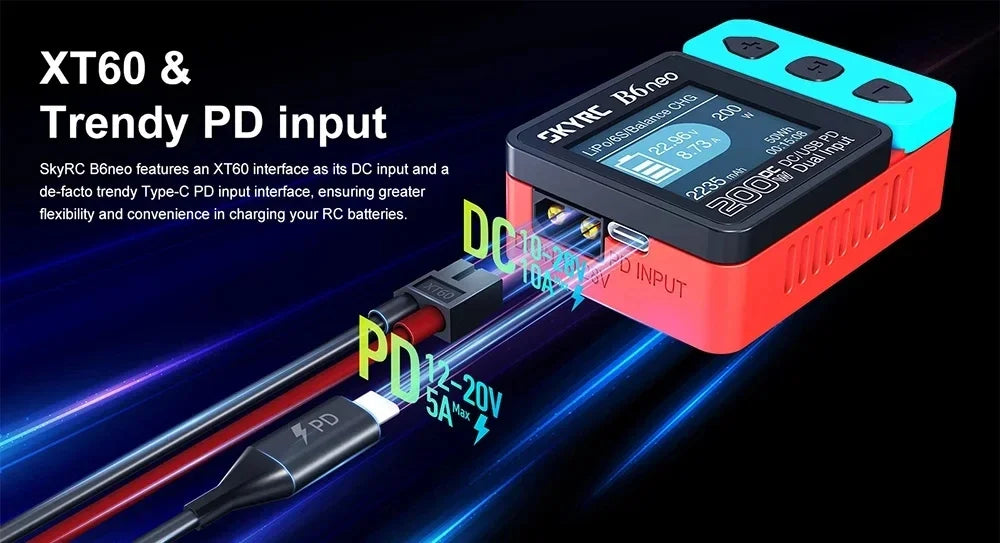 SkyRC B6 Neo Smart LiPo Balance Charger & Discharger – 200W DC, PD 80W, Compact 6S, for LiPo & Li-ion Batteries (Model SK-100198