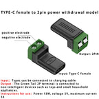 USB C to 2Pin Terminal Adapter Screw Solderless Plug Type-C to 2 Pin Crimp Terminal Block 5V Charging Conversion