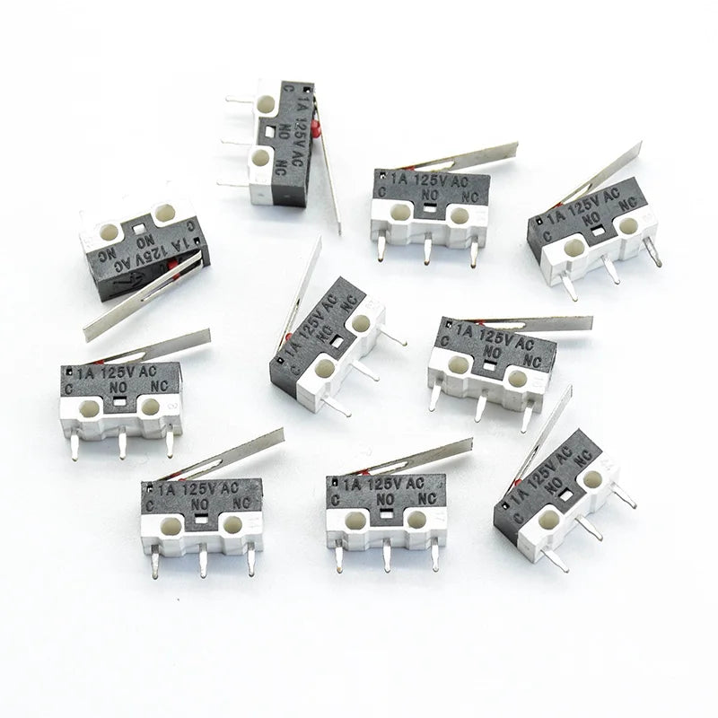 10pcs  3Pins Long handle Roller Lever Arm SPDT 12* 6 *6mm TIAIHUA Mous  Switch 1A 125V AC Micro Limit Switch
