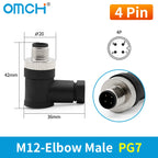 OMCH 1PCS M12 Sensor Connector Waterproof IP67 Aviation Plug Socket Male Female 4 5 8Pin Hole Straight Bend Angle Screw Threaded