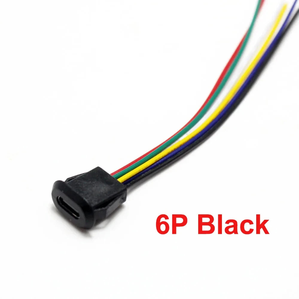2 4 6 Pin USB-C Type Waterproof USB Connector Direct Compression Female Base Female Socket Charging Interface With Welding Wire