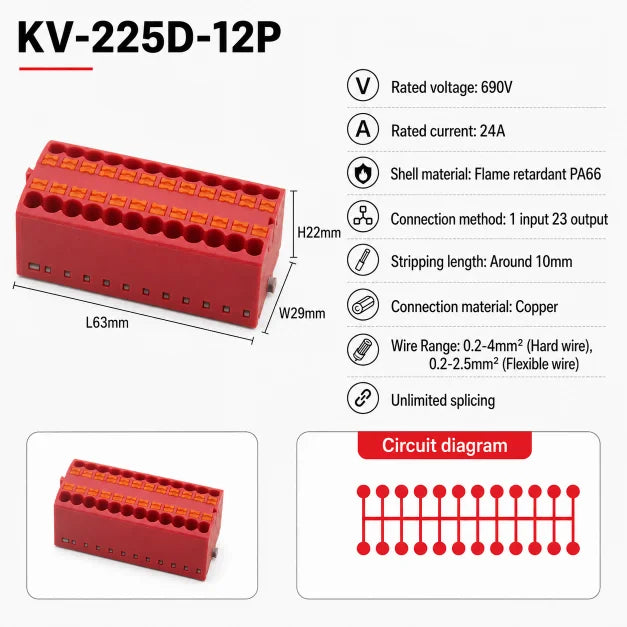 DIN Rail Terminal Block 1/5/10PCS 2.5mm2 Push In Quick Connect Electrical Wire Connector Modular Power Distribution Block