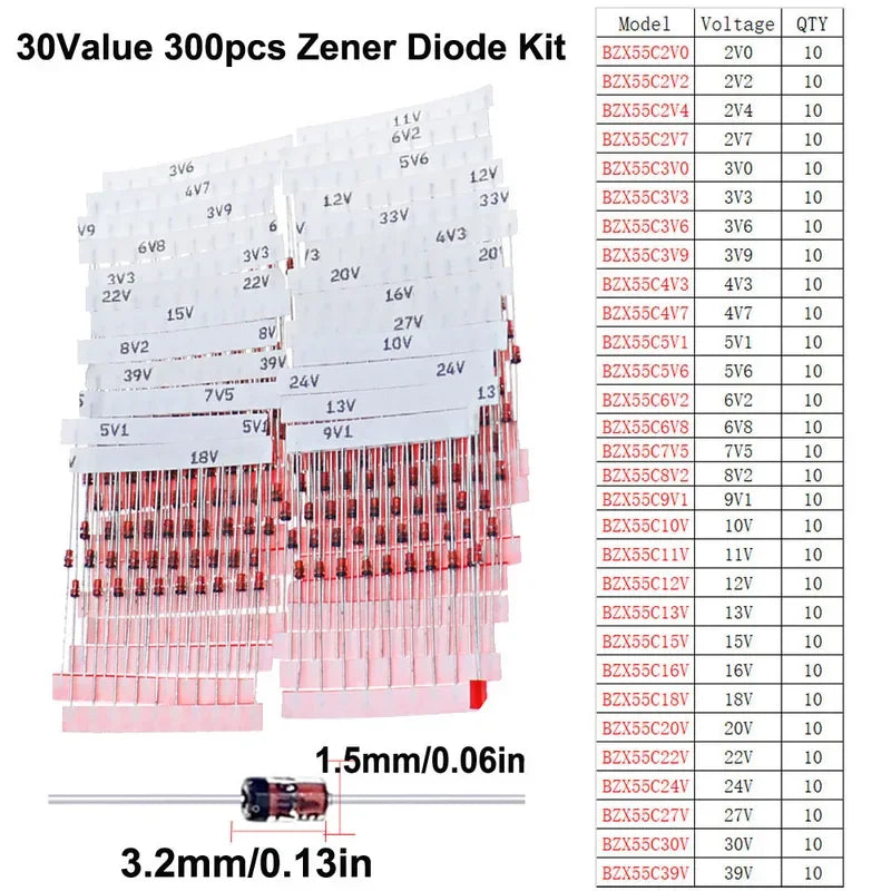 DIP SMD Zener Diode TVS Diodes Fast Switching Schottky Diode Assorted Kit DIY Mix Electronic set