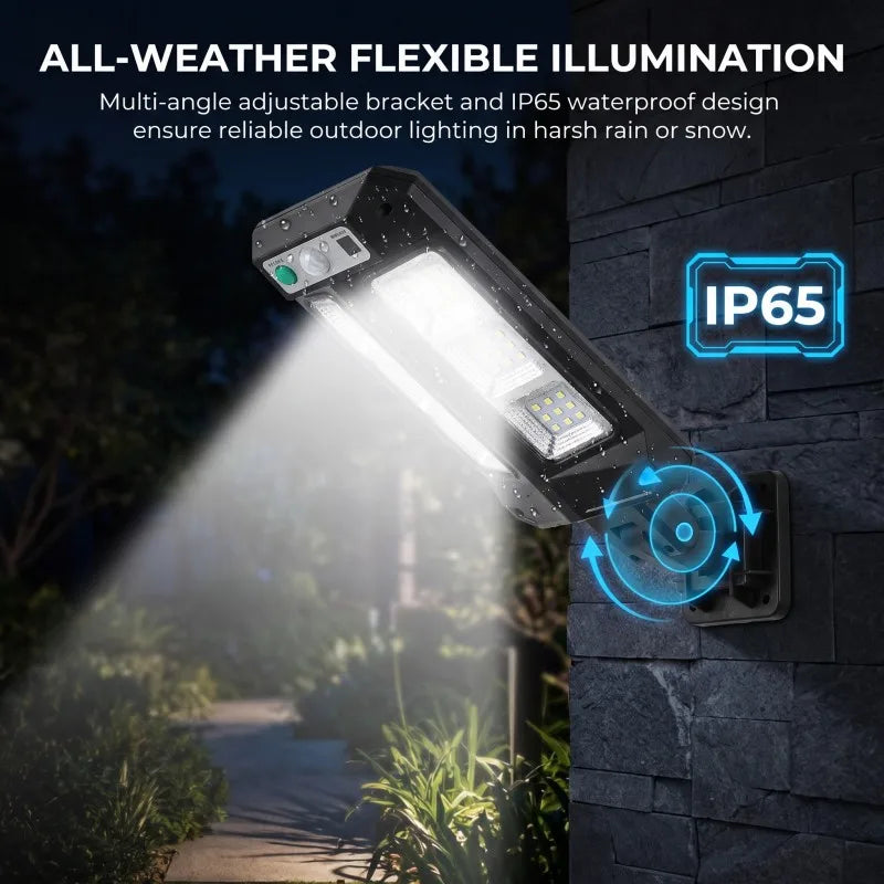 Solar Street Lights Outdoor Waterproof Security Motion Sensor LED Lamp with 3 Lighting Mode Solar Lights for Garden Path Decor