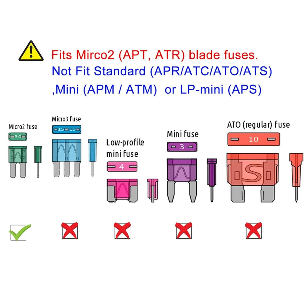 Micro2 Fuse Taps - Upgraded RV Camper Inline Fuse Tap, 12V ATR Add-a-Circuit Blade Fuse Tap Adapter with 5 Amp Micro2 Fuse