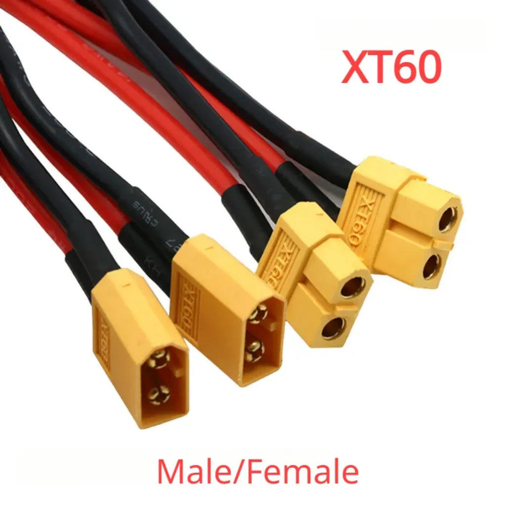 XT60 Parallel Battery Connector Male/Female Cable Dual Extension 1to2/1to3 12AWG/14AWG Silicone Wire 10CM for RC Battery Motor