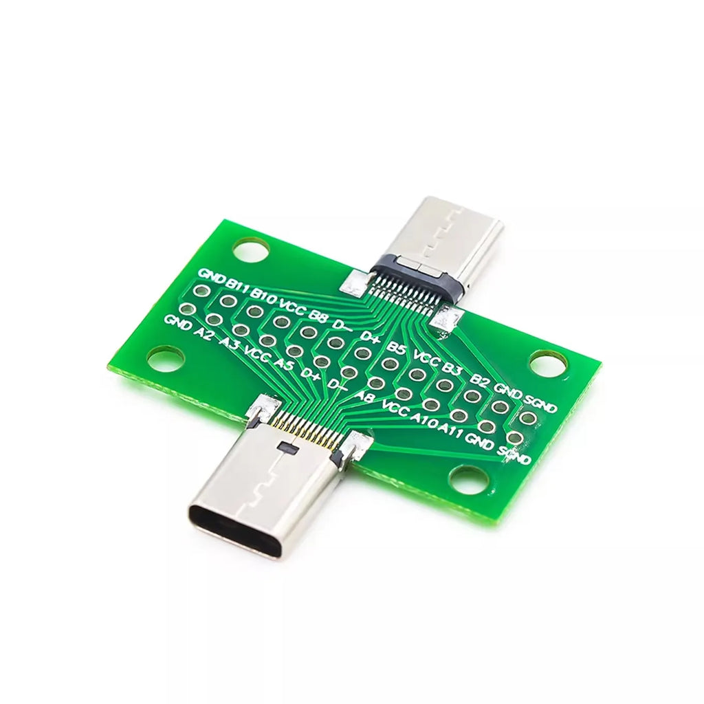 1PCS Type-C Revolution Female Test Board Adapter Plate with Pin Row 24P Male Seat Resistance Card USB3.1 Data Line Adapter