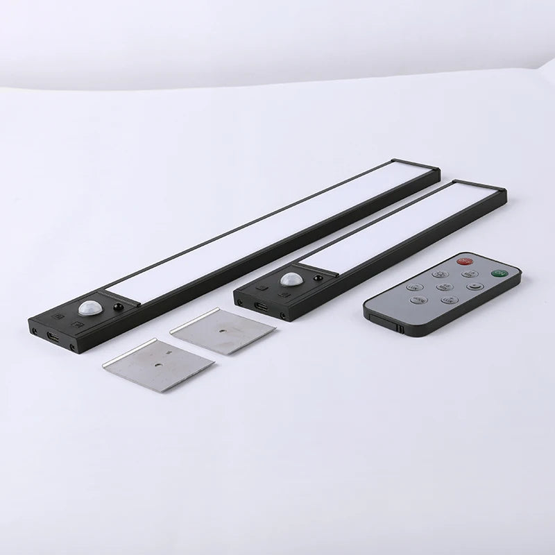2Pcs Set Ultra-Thin LED under Cabinet Light 20/30cm Magnetic Rechargeable Motion Sensor for Kitchens Closets Workshops