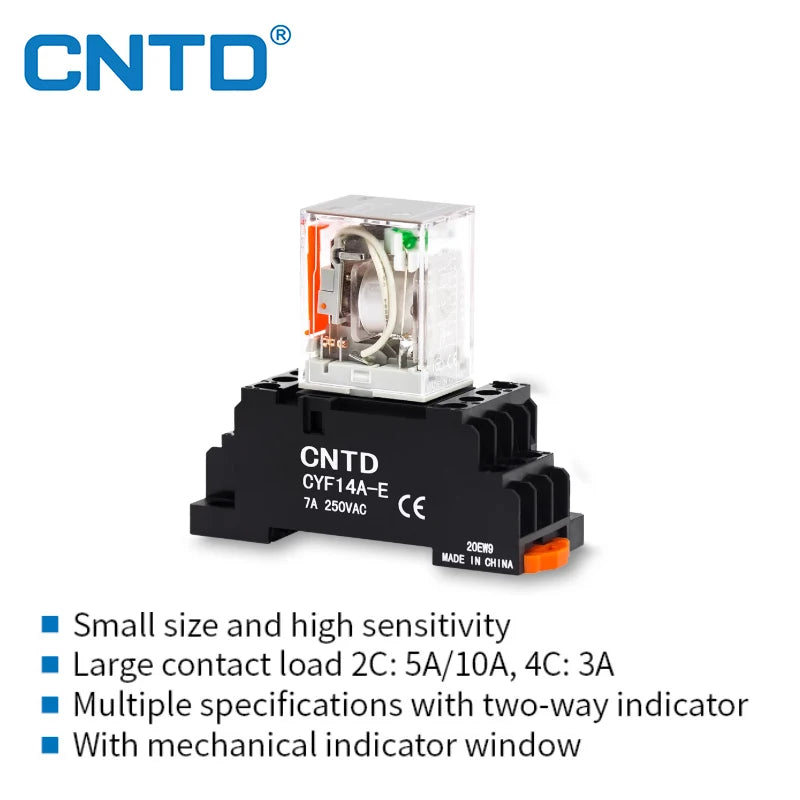 2Pcs CNTD CKE-2CS Miniature Relay 8-Pin DPDT 5A 250VAC 30VDC Plug-in Silver Alloy 14 Coil Voltages DC/AC CCC CE RoHS