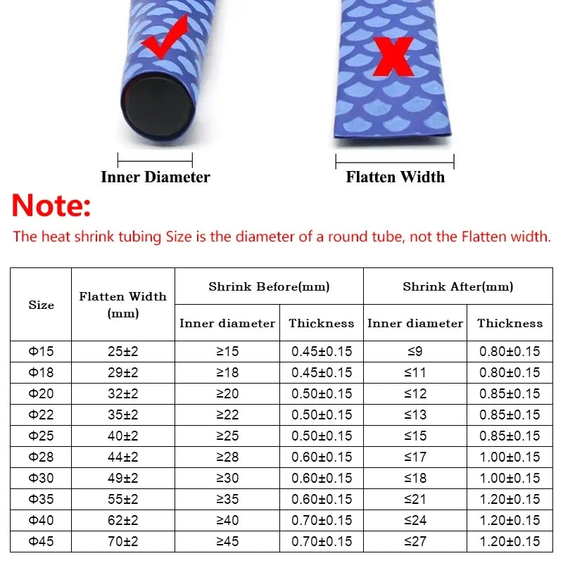 1m/pcs Anti-slip Fishing Rod Heat Shrink Tube Wrap ID15/18/20/22/25/28/30/35/40/45mm Non Skid Bicycle Handle Bar Grip Cover Case