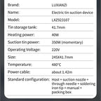 LUXIANZI 220V 50Hz Electric Suction Gun Vacuum Solder Sucker Tin Soldering Iron Desolder Pump Repair Welding Tools with Nozzle