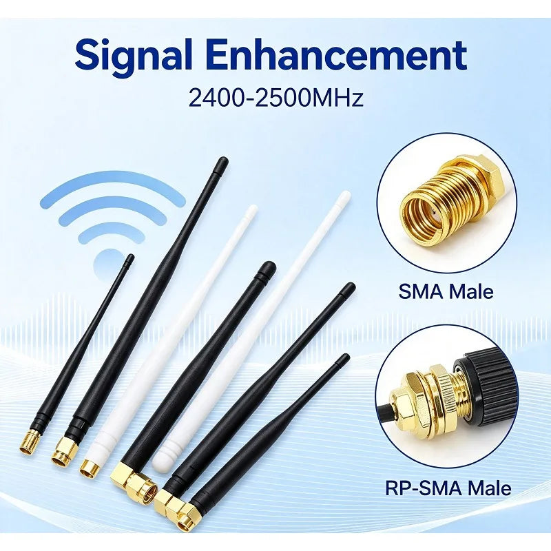 WiFi Antenna 6DBI 2.4GHz Foldable Glue Stick Antenna SMA Male Connector 2400-2500MHz Signal Booster For WiFi Router Wireless
