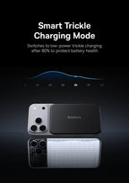 Baseus 5000mAh Magnetic Power Bank 22.5W USB-C & 7.5W/15W Wireless Charging 6.9mm Card-Slim NFC Battery Monitoring for iPhone 17
