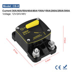 Circuit Breaker Reset Fuse 12v 24v 48v DC 20A-300A 250A Solar Fuse Car Boat Audio Manual Power Protect Fuse Resettable Insurance