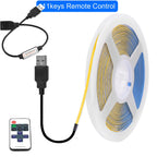 5V USB 3mm PCB COB LED Strip Light with Switch Dimmer Remote Control 320 LEDs High Density Linear Lighting Flexible Tape Lamp