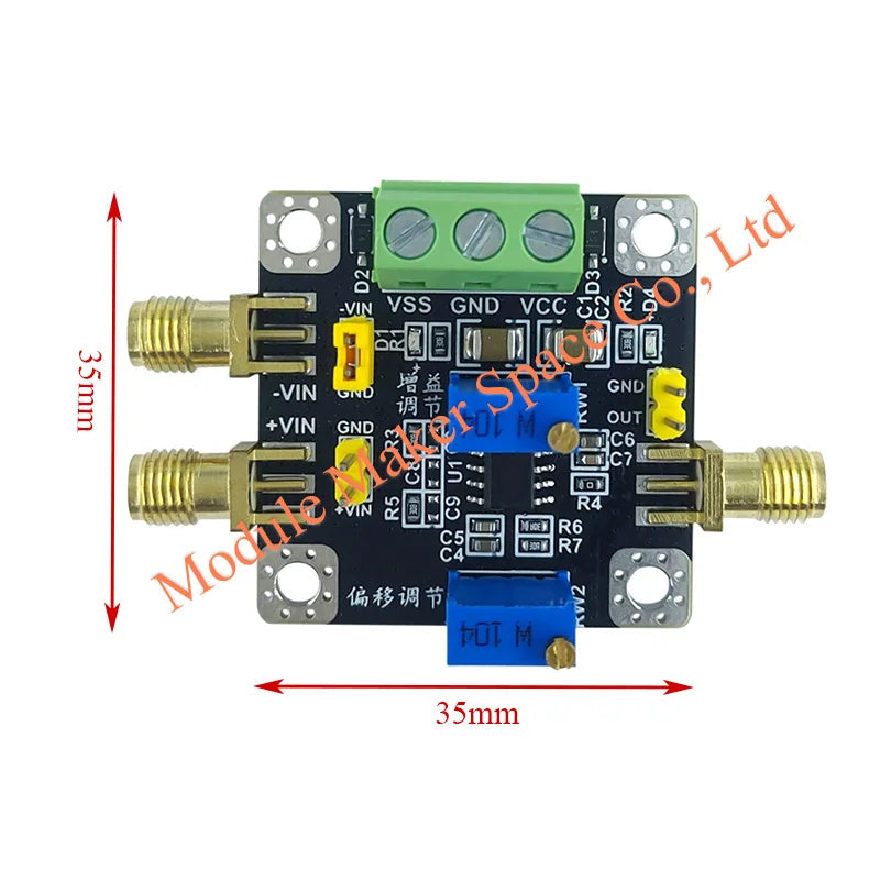 AD623 Instrumentation Amplifier Module for Weak Signal Amplification (µV/mV), 80KHz Bandwidth, Single/Differential Input