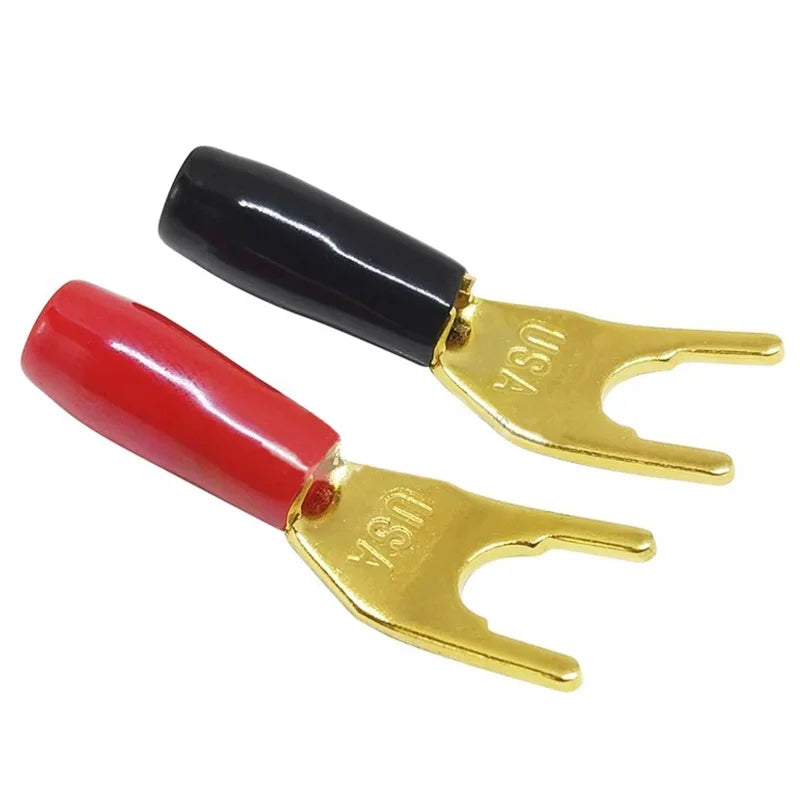8PCS Gold Plated Y/U Shape Spade Fork Banana Plug Jack Plug Banana Plug Solderless Speaker Cable Power Terminal Connector