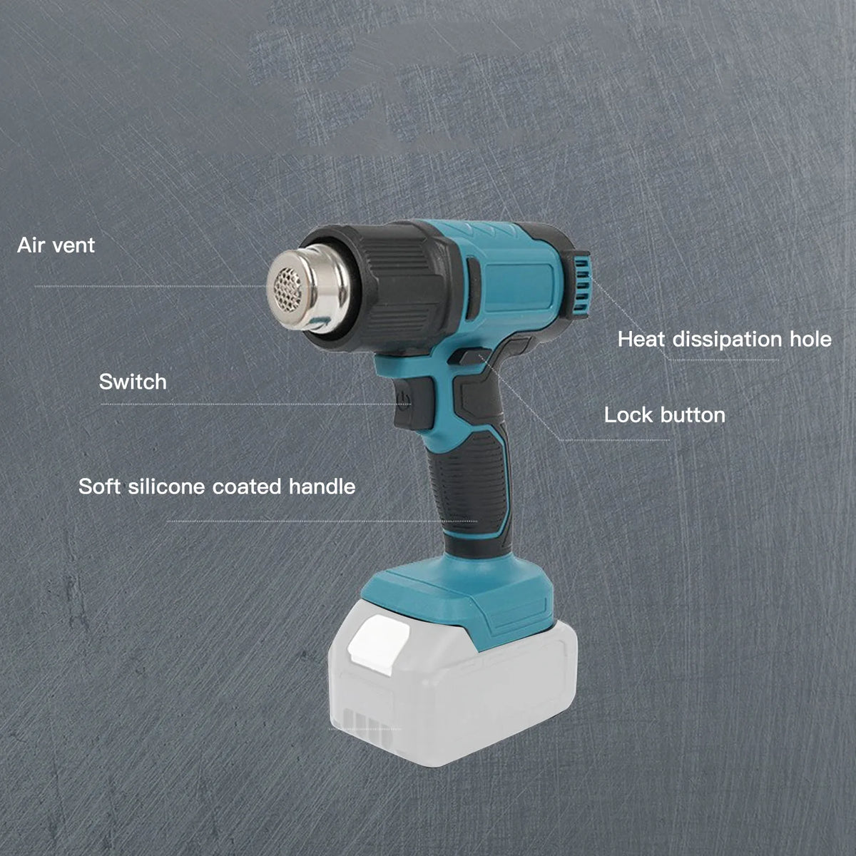 Cordless Heat Gun for Makita 18V Battery Hot Air Gun Digital LCD Display Adjustable Temp Airflow 122℉-1022℉ for Shrinking PVC