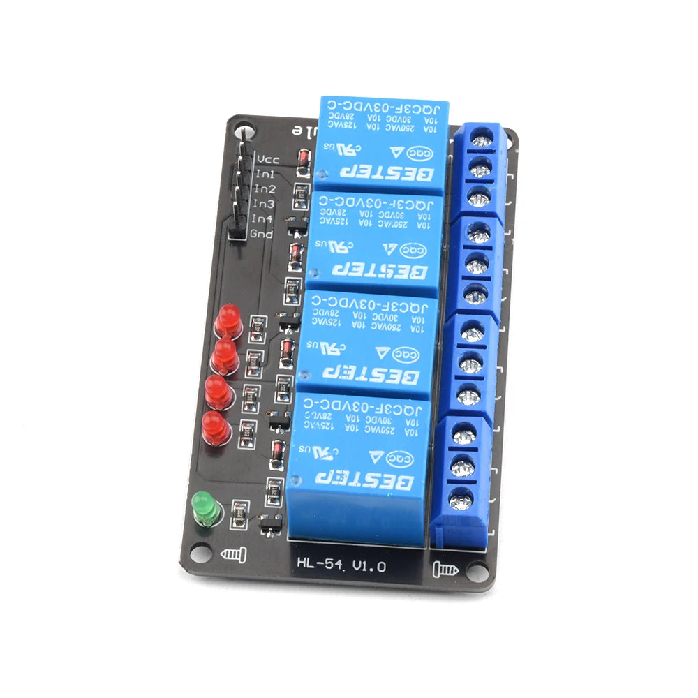 3V 3.3V 1/2/4 Channel Relay Module Low Level Trigger Liluminated Relay with Lamp Relay Output 4 Way Relay Module Power Supply