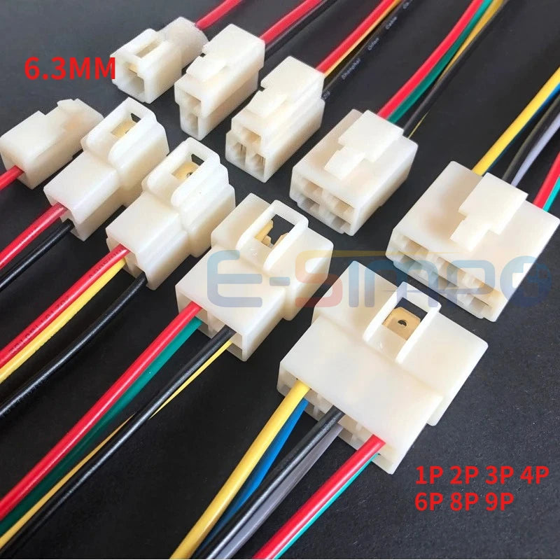 6.3mm Sedan Cable Connector 1P 2P 3P 4P 6P 8-9P Electric Motorcycle Harness Male and Female Plug Car Butt Joint Wire Length 15CM
