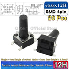 20pcs SMD Tactile Switch 6*6*4.3mm 6x6x5/6/7/8/9/10/11/12/13/14mm 6X6 4-Pin SMT Induction Oven Touch Tactile Button Micro Switch