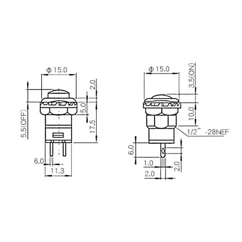 5/20/100PCS Latching/Momentary 12MM Round  Push Button Switch With Cable 20CM Self-Locking DS-428/427 Self-Resetting