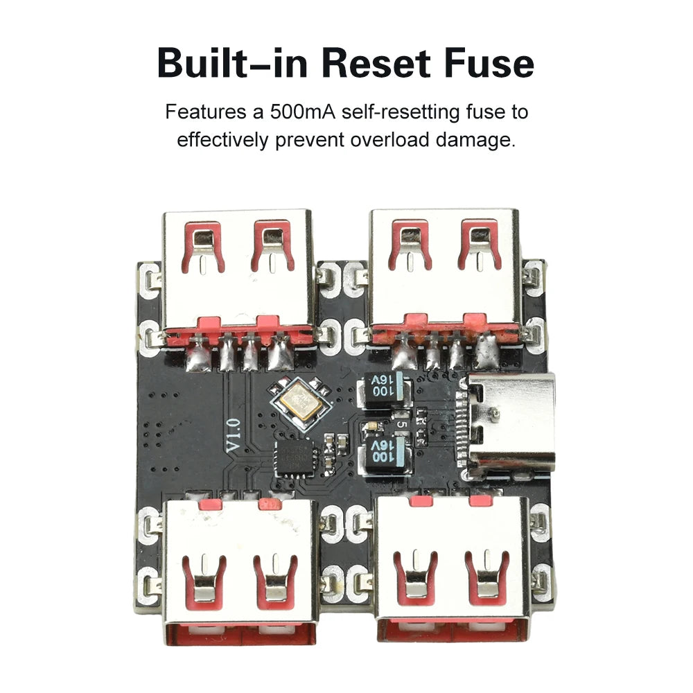 XL334P4 USB2.0 4-port Controller Expansion Module USB 2.0 to 4 Channel Way Splitter USB-HUB Type-C Extender Board 40MB/S