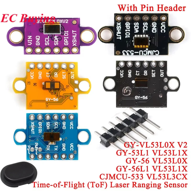 1-10Pcs VL53L0X V2 VL53L1X VL53L3CX VL53L4CD VL6180X  VL53L8CX VL53L7CX Time-of-Flight ToF Laser Ranging Sensor Module IIC