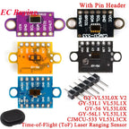 1-10Pcs VL53L0X V2 VL53L1X VL53L3CX VL53L4CD VL6180X  VL53L8CX VL53L7CX Time-of-Flight ToF Laser Ranging Sensor Module IIC